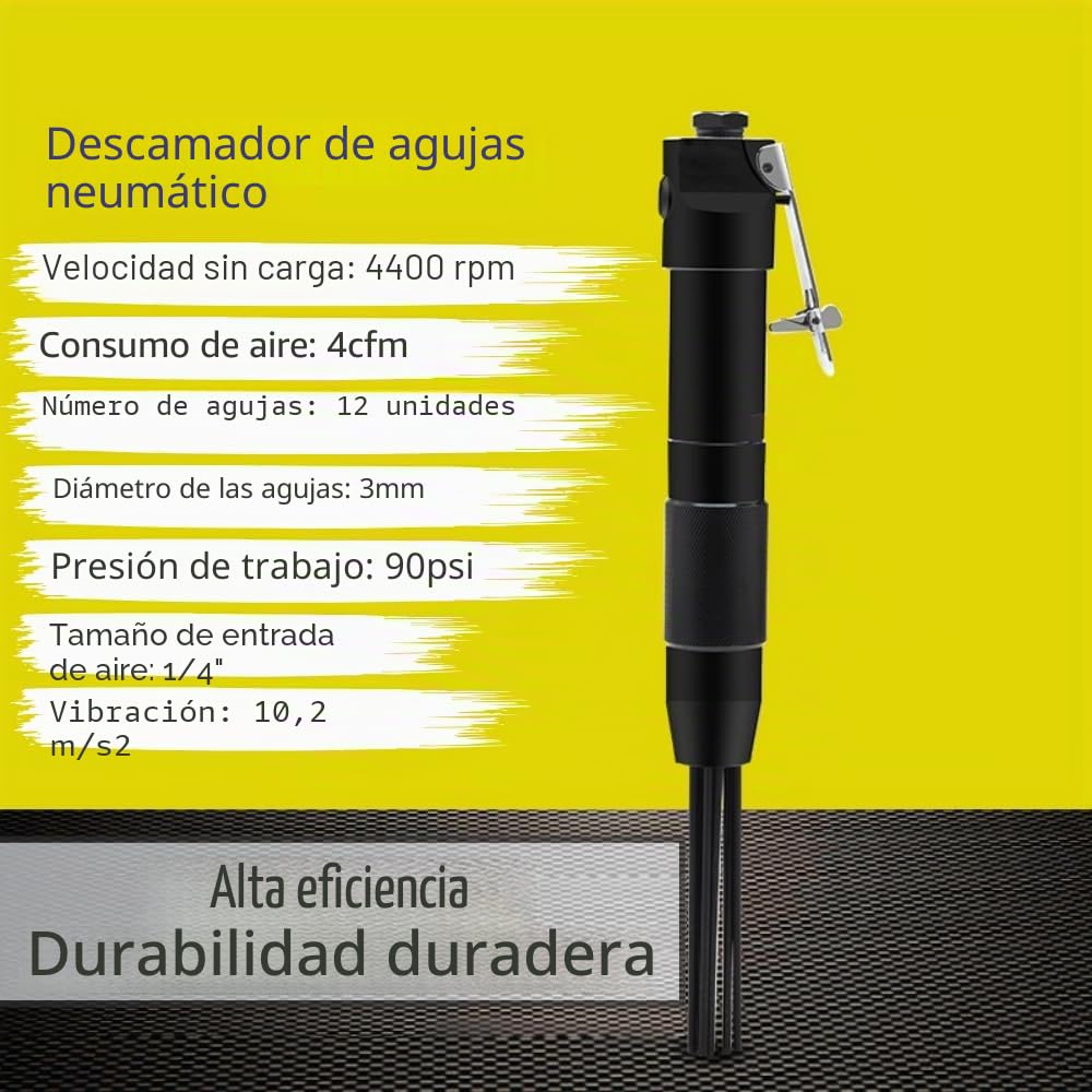 Limpiador de escoria de aguja, 4400 rpm, 12 agujas, herramienta de desbarbado de aguja neumática, herramienta de limpieza para soldadores, taller, bricolaje