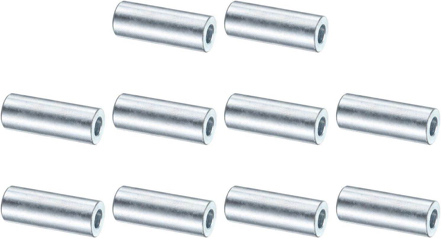 uxcell 10 Pcs Galvanized Steel Spacer 3/8" Bore x 3/4" OD x 2" Length, Unthreaded Standoff Bushing Plain Finish, Round Metal Spacer Fits M12 Screws Bolts