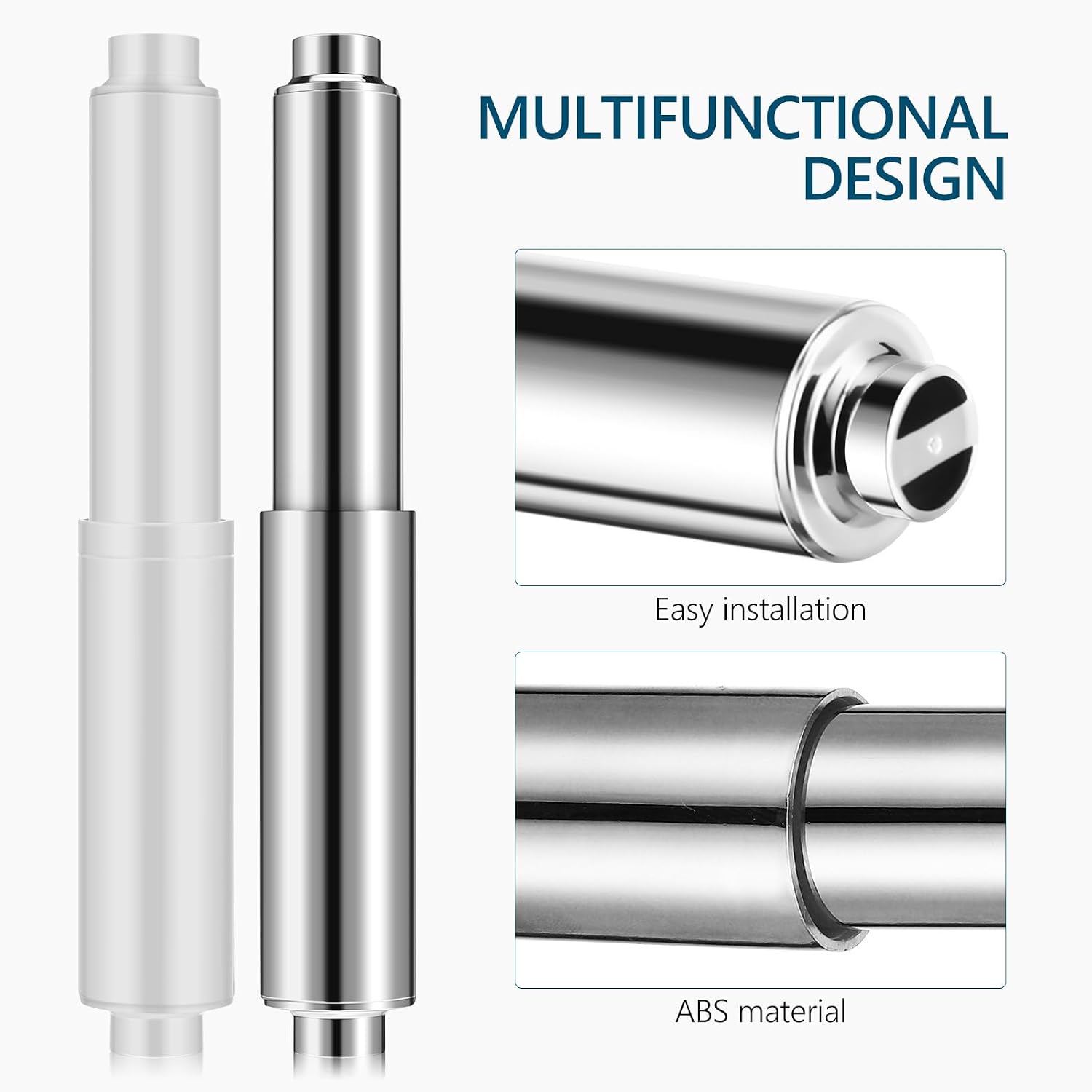 Kichvoe Toilet Paper Spring Roller Replacement Rod Set, Universal Retractable Tissue Holder, 16cm Abs Spring-Loaded Toilet Paper Roller for Bathroom Use, 6 Pieces (Silver 3 + White 3) image 3