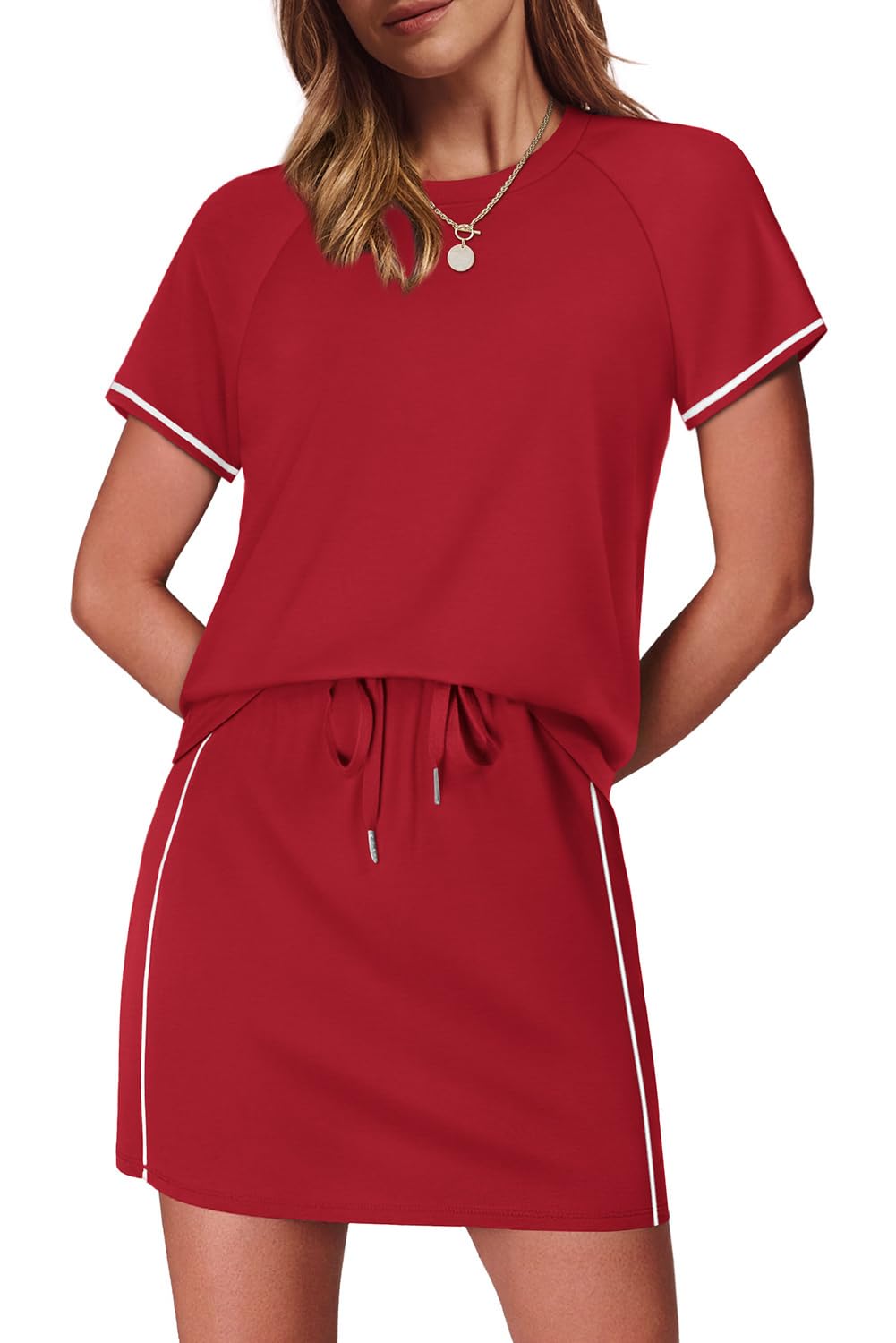 Sampeel 2 Piece Sets for Women Skirt Sets Summer Outfits Womens Clothing Set Travel Workout Skort Sets