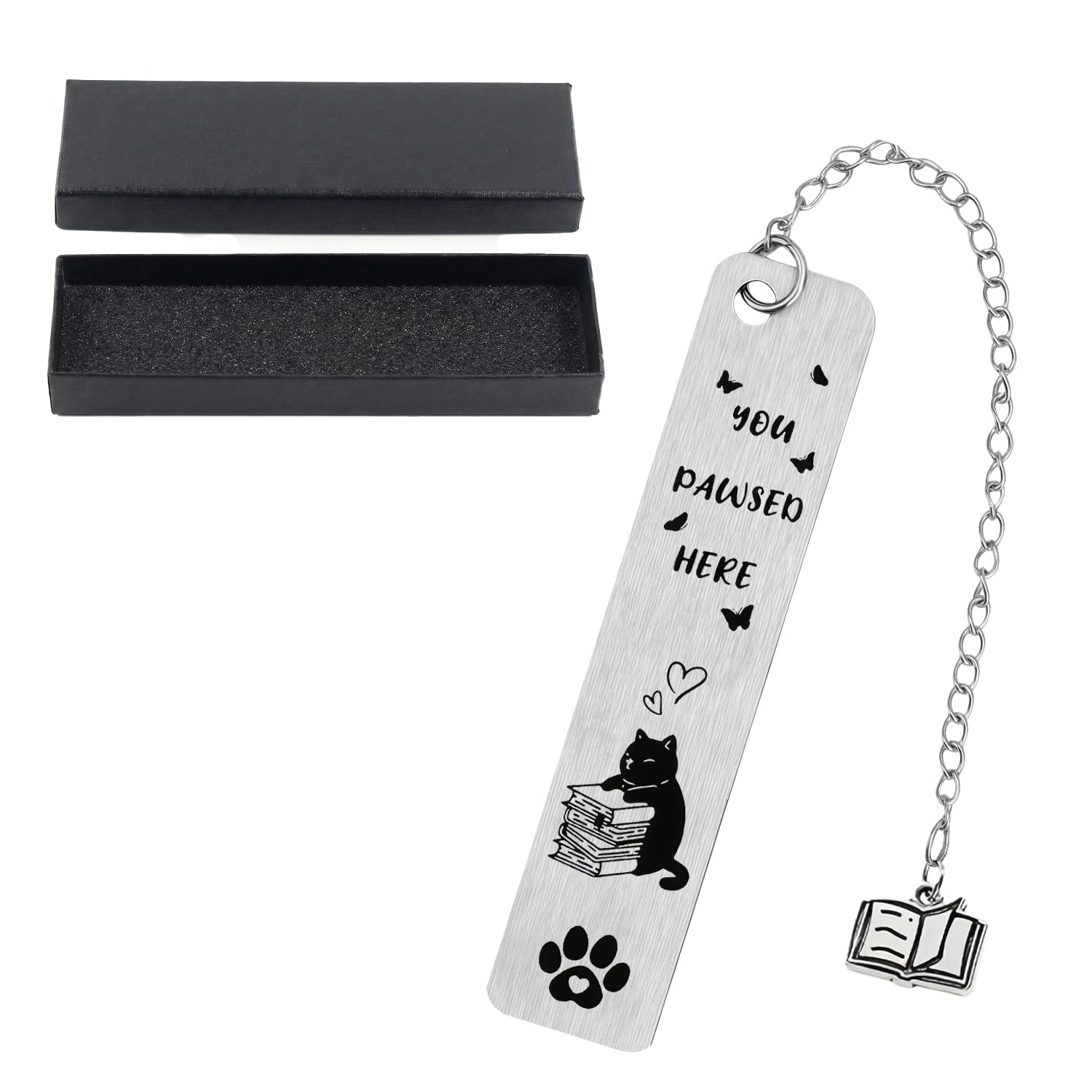 Cat Metal Bookmark – Cute Black Cat Bookmarker Zinc Alloy Reading Accessories for Book Lovers Women Men Students Gift(with Gift Box-#20)
