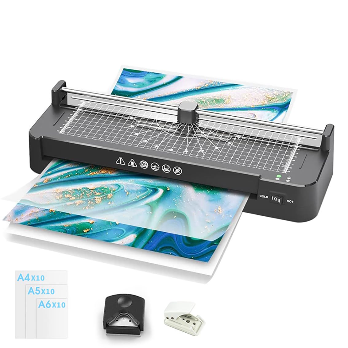 XIVUIFOI A3 Laminator Machine,with Laminating Sheets 40pcs,2 Minutes Quick Warm-up,355mm/min,Punch&Corner Rounder,for A3 A4 A5 A6 with Paper Trimmer