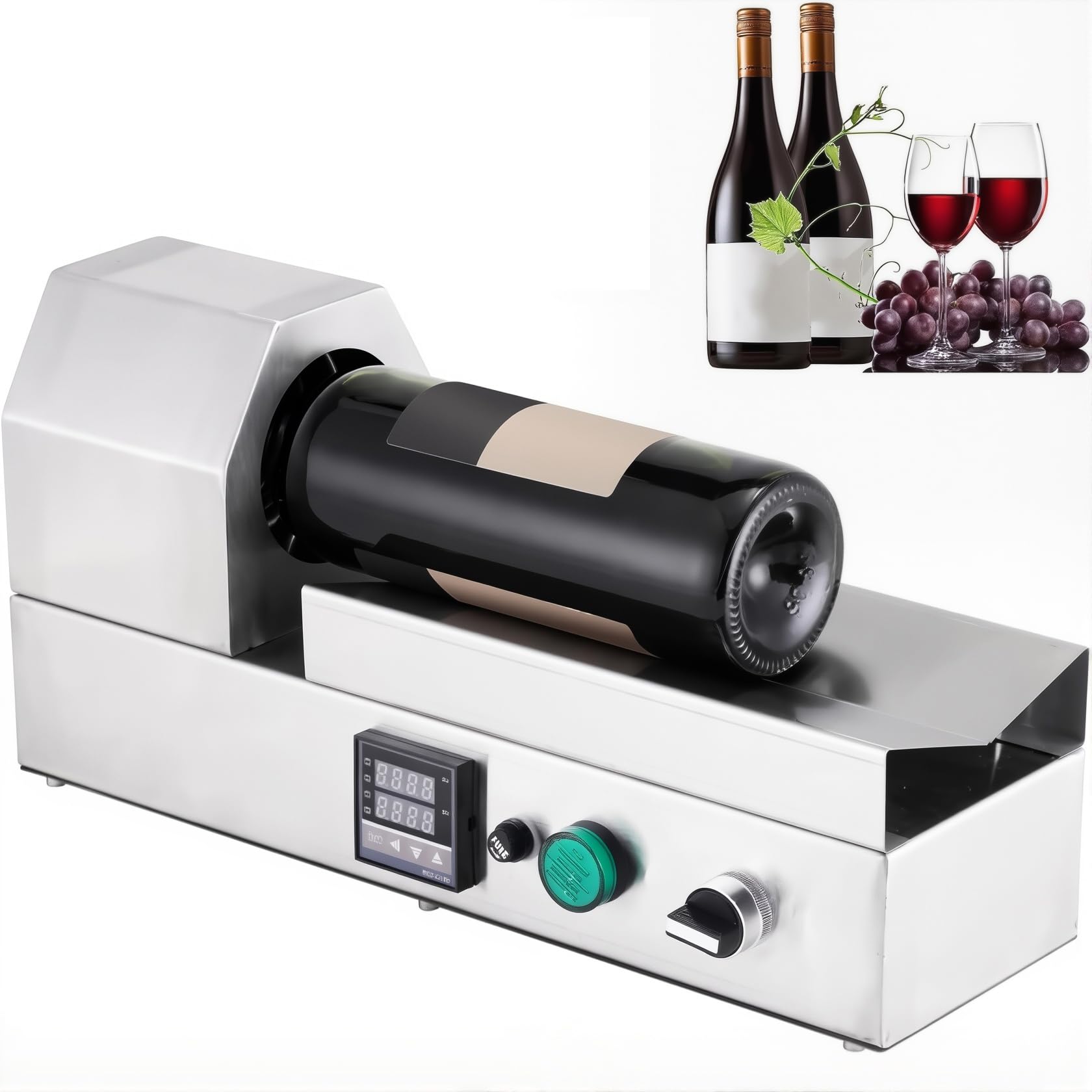 YXZQLOZ 1000W electric heat-shrinking machine designed for 70mm bottle caps; features ceramic heating technology, adjustable temperature (0–400°C), for wine bottles