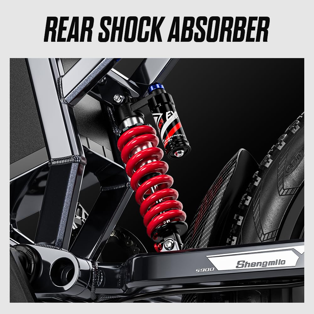 Shengmilo E Bike,S900 Bici Elettrica,20×3.0 Fat Tire bici elettrica uomo,freni idraulici anteriori e posteriori,60V 30Ah E-bike Off-roade Cambio 7 Velocità e Sospensione Completa