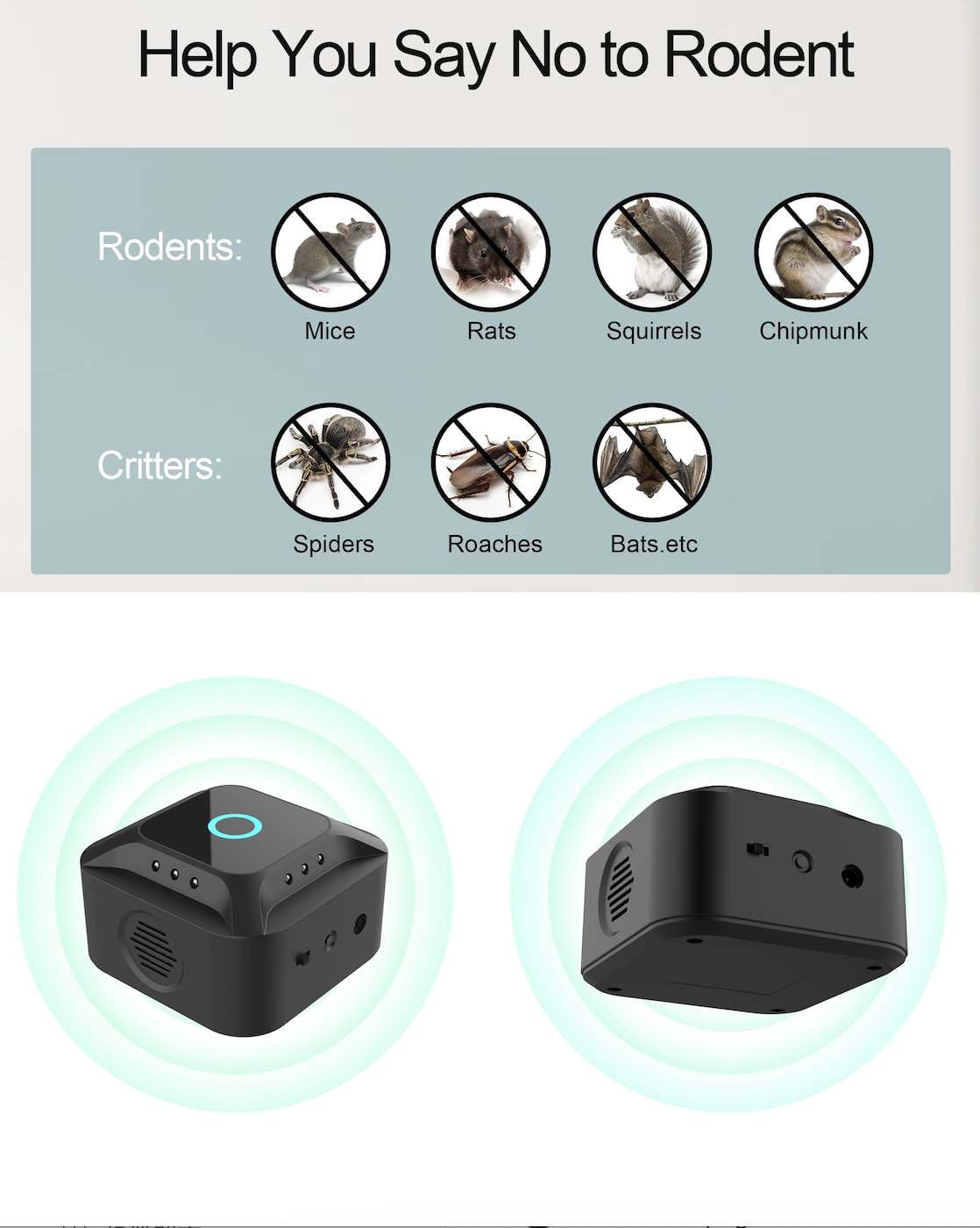 Ultrasons pour Rats, 2024 Répulsif à ultrasons Souris et Rats 360° avec lumière LED répulsif à ultrasons pour Souris rongeurs parasites internes Plug-in cafards Anti-parasites pour Jardin