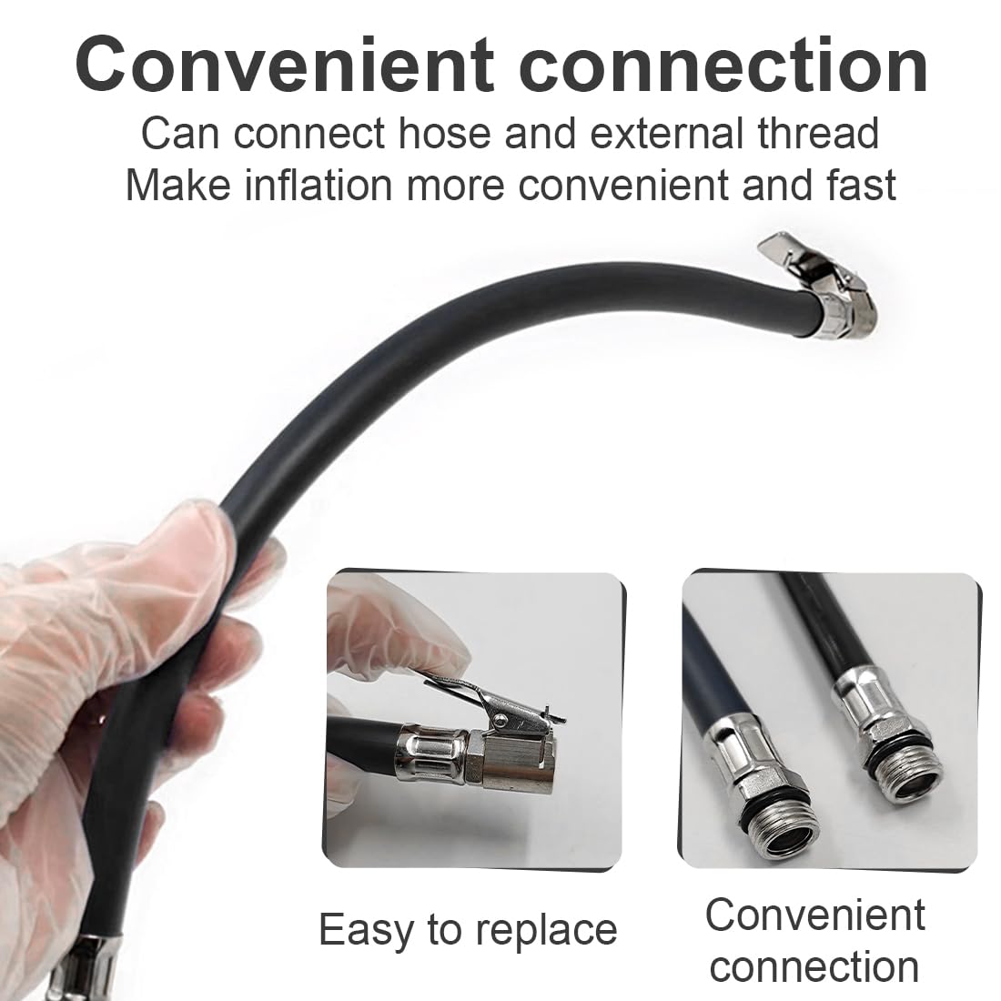 Tubo Pompa Aria Per Pneumatici Auto E Moto - Gomma Flessibile Con Valvola - Foto 5