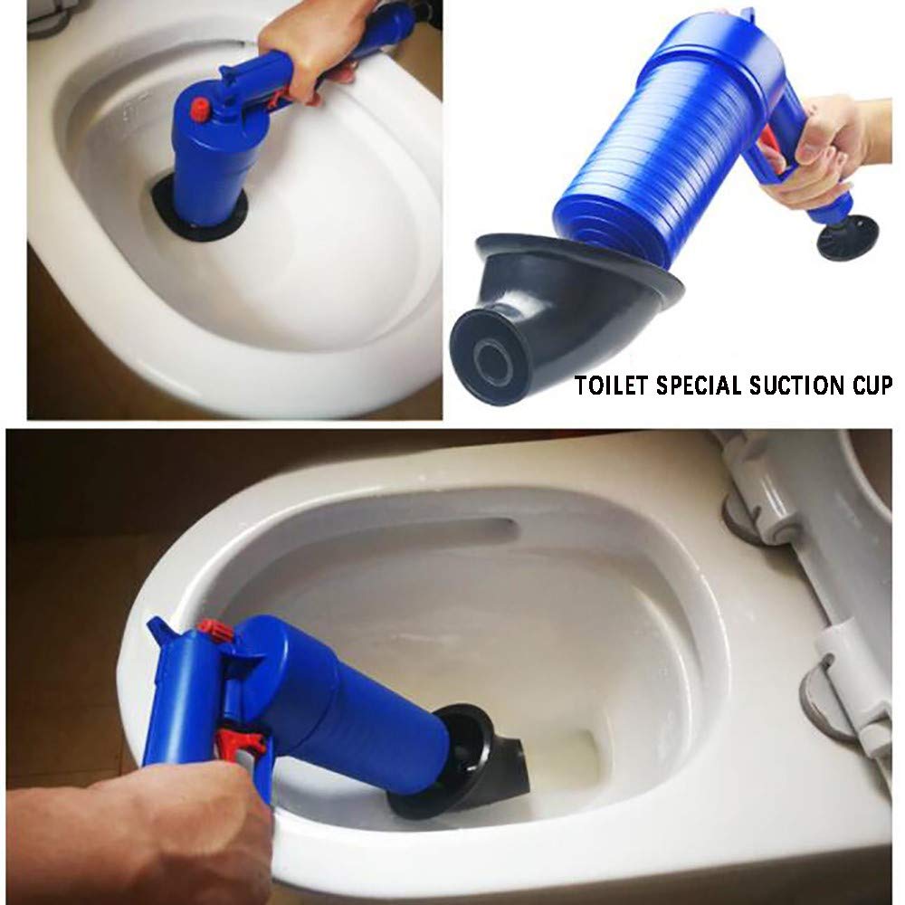 Sturalavandini a Pressione,Sturalavandini Aria compressa,Stantuffo WC,con 4 adattatori -utilizzato per Pulizia per Vasca da Bagno, Cucina, Bagno, Tubo Sewer.