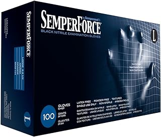 Black Nitrile- Small 6.5mil Heavy Duty Examination Powder-Free Gloves, 100 Pack- by Proskin Industries