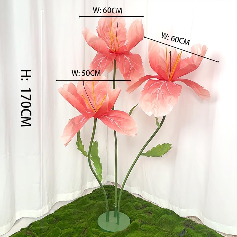 Large Artificial Flowers, 5.58ft Giant Standing Poppy Decorations, Handcrafted Huge Flowers for Wedding, Garden, Hotel, Office, Shop Window Display (1, Dark Pink) - Image 6