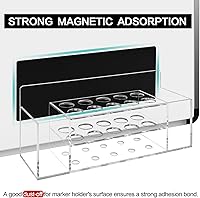 Vista 4 de Soporte magnético acrílico para rotuladores de borrado en seco, 10 ranuras para rotulador magnético transparente, almacenamiento magnético