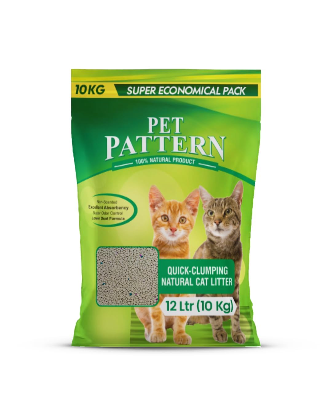 Pet Pattern Natural Cat Litter Sand, 10 Kg, Fast Clumping Cat Litter for Cats, Non-Scented, Low Dust Formula, (10 kg x1)