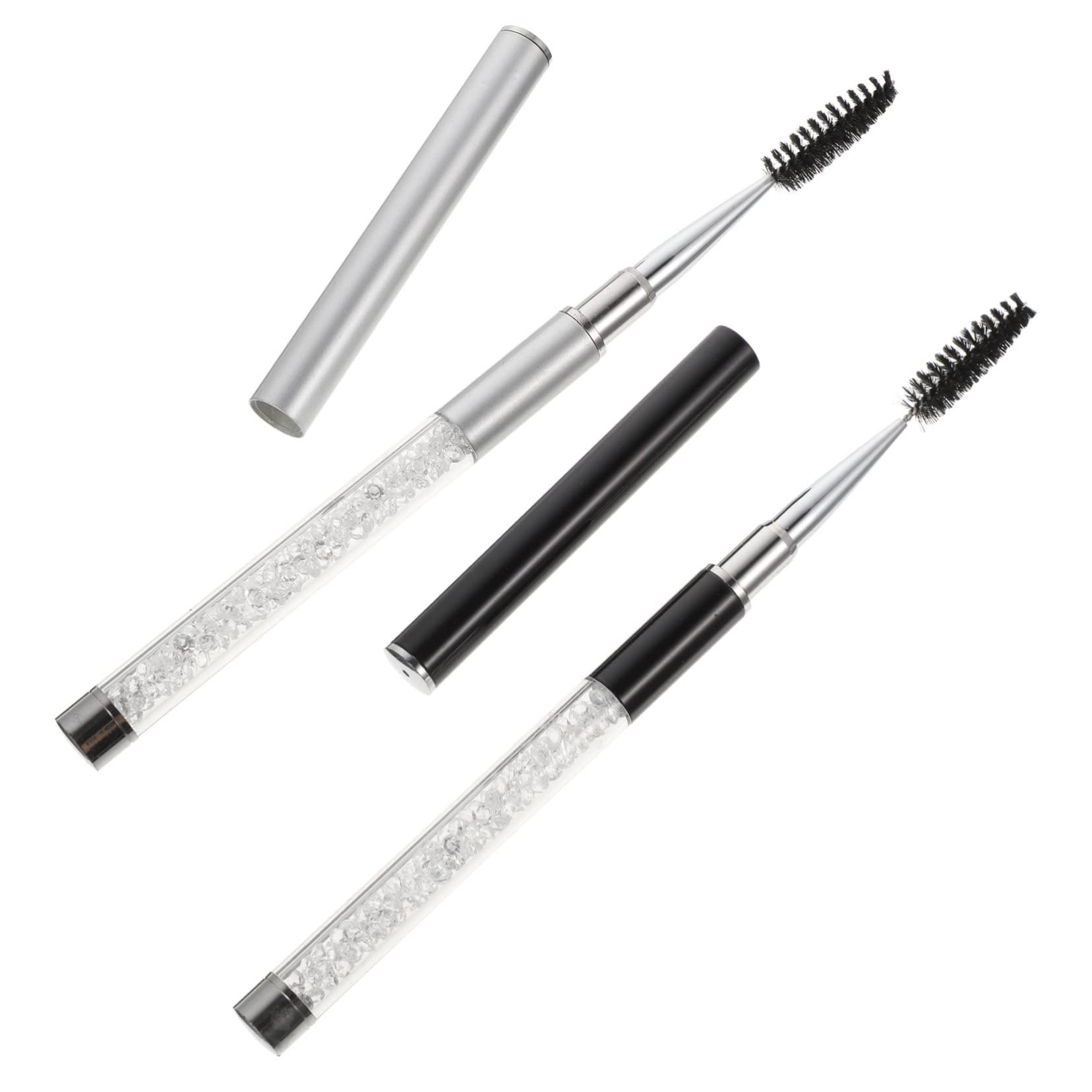 IWOWHERO Ergonomic Eyelash Brush Set 2pcs Travel Size Mascara Brush for Lashes Eyebrow Makeup Applicators