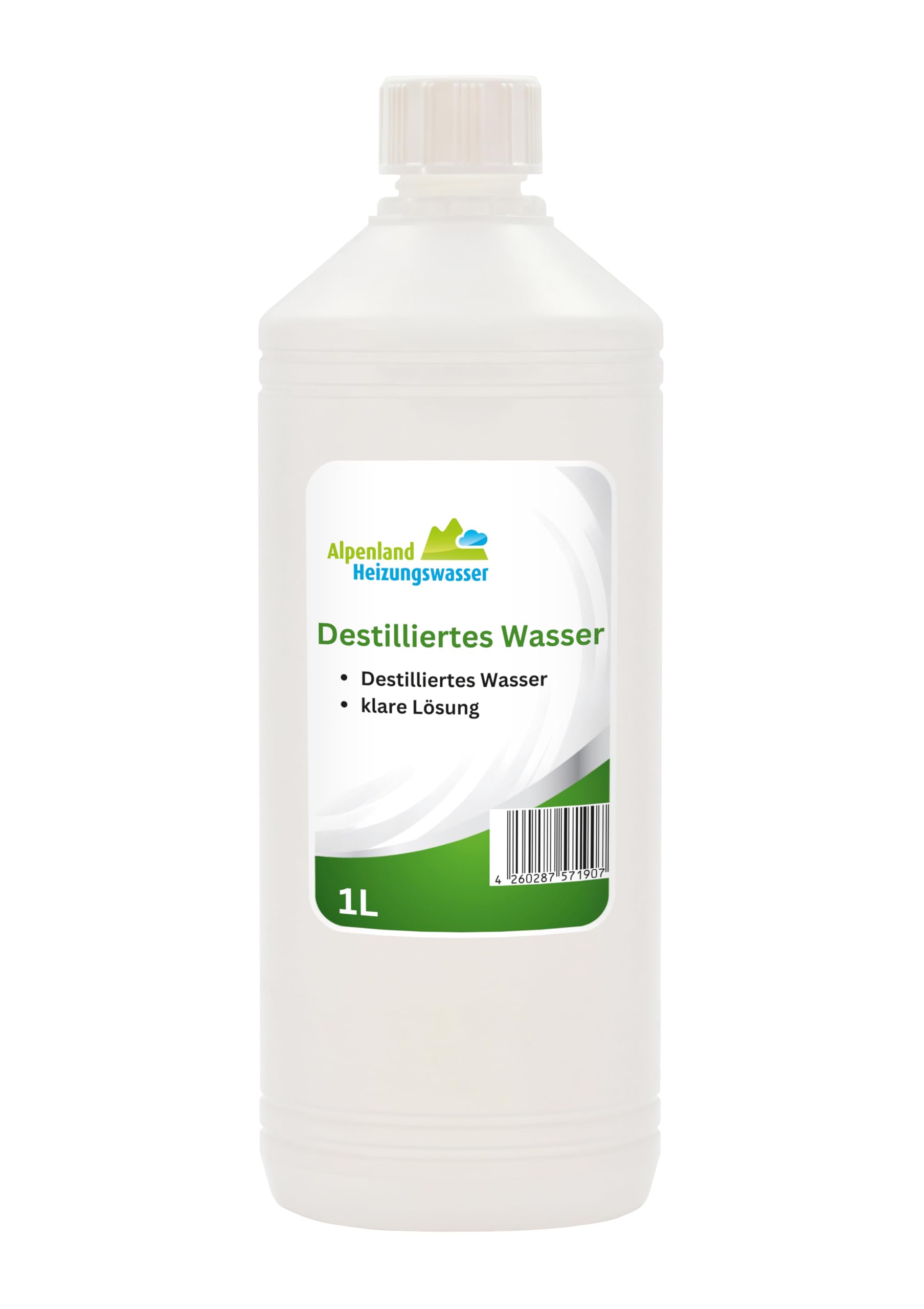Alpenland Destilliertes Wasser | 1 Liter | Destilliertes Wasser für medizinische Zwecke, Labor & Aquaristik | Osmosewasser Alternative | Kalkfreies Wassser für Bügeleisen, CPAP-Geräte & Kosmetik