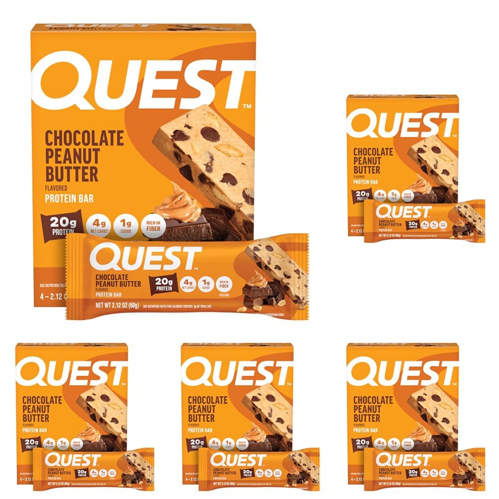 Quest Nutrition Double Chocolate Chunk Protein Bars, 20g Protein Bars, 1g Sugar, 4g Net Carb, Gluten Free, Keto Friendly, 4 Count — Amazon image 28