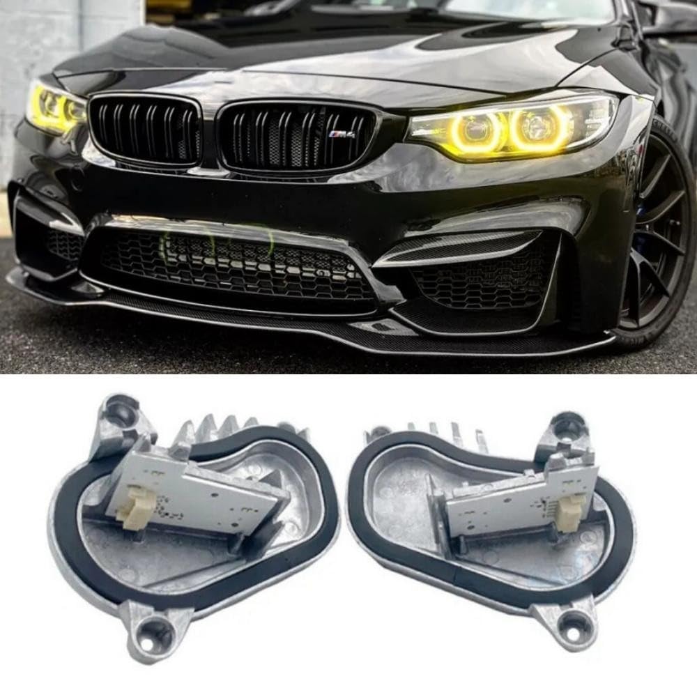 2Pcs DRL Angel Eyes LED Modules Set Compatible with 2018 2019 2020 M3 F80 F82 F32 F34 F36 F83 M4 LCI 420i 430i 440i LED Headlight, For Non-adaptive LED LCI Headlight (Lemon Yellow)