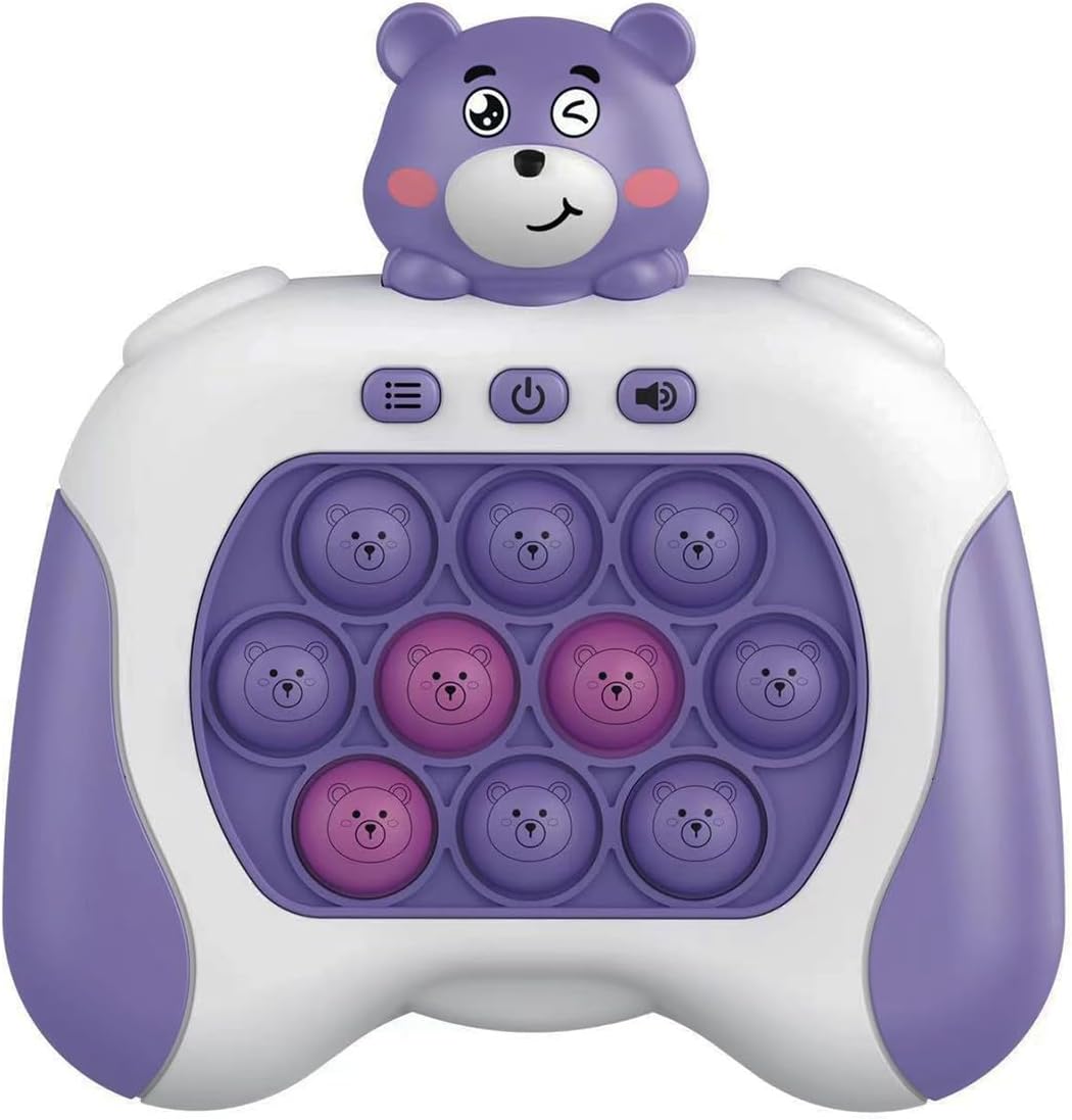 Puzzle Pop Light Up Game Fidget Travel Games/Travel Sensory Fidget Toys Popular Handheld Games for Teenagers Anti Anxiety Autism Relief Birthday Party Gift (Purpple Bear)