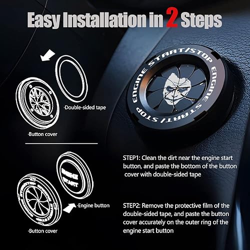 Miniatura 5 de Tybasthe Cubierta giratoria de Joker del botón de oprimir el arranque y apagado del motor del automóvil, calcomanías geniales de decoración,