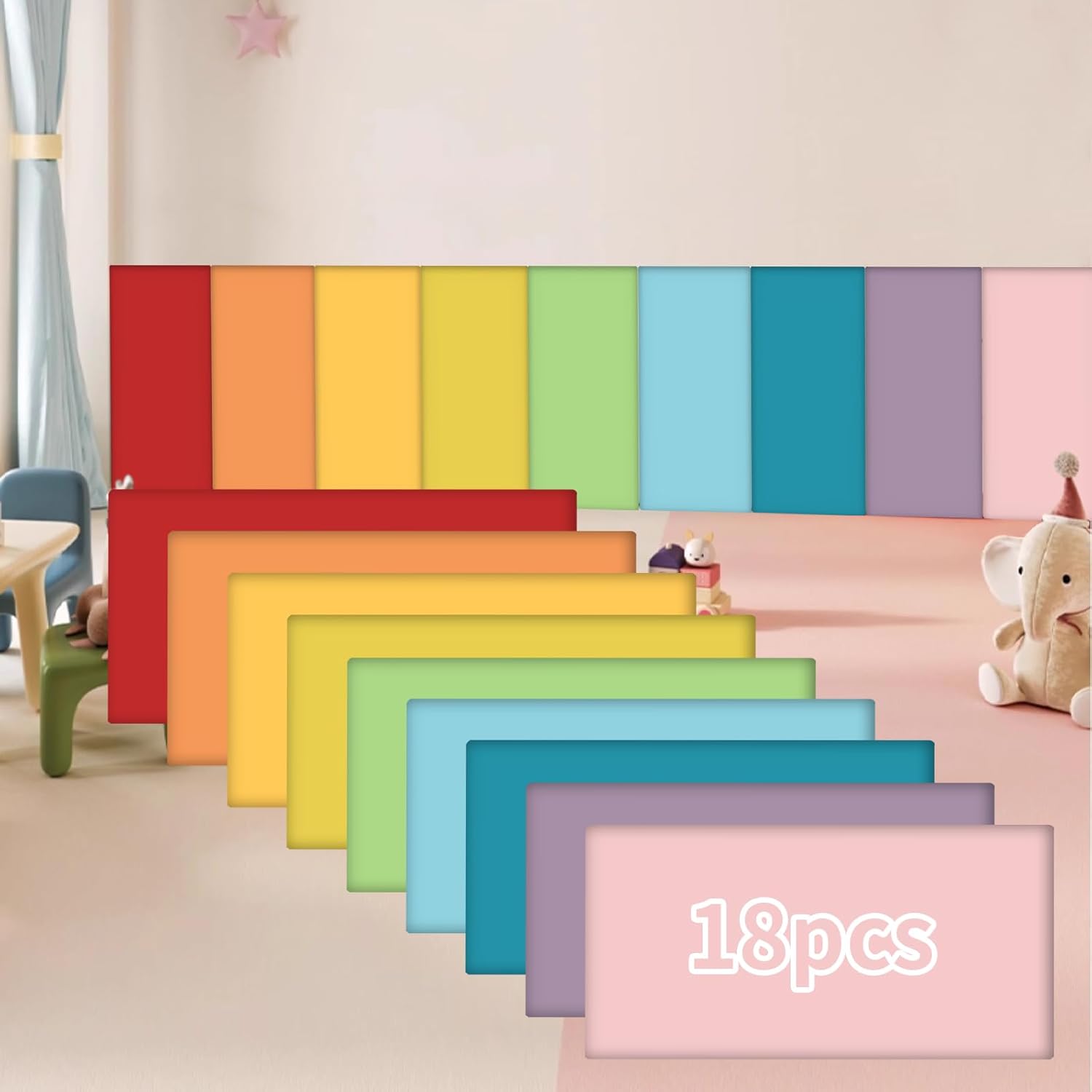 18 Pack Wall Padding 15.75" x 7.87" x 1.18" Peel and Stick Headboard 3D Upholstered Wall Panels Self Adhesive Anti Collision Headboard Panels for Playroom Protection