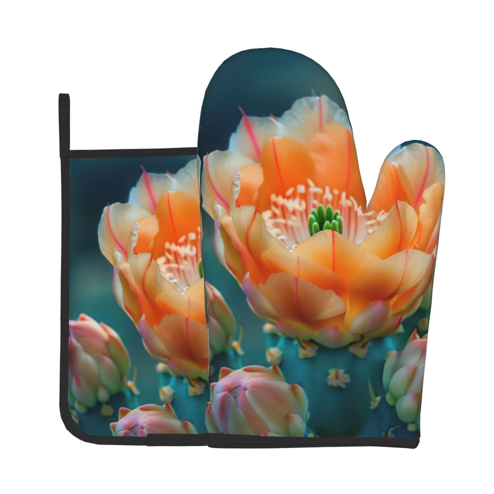 Fleshiness Floral Bloom Kitchen Baking Two-Piece Set,Multipurpose Oven Gloves,Used for Barbecue Kitchen Baking