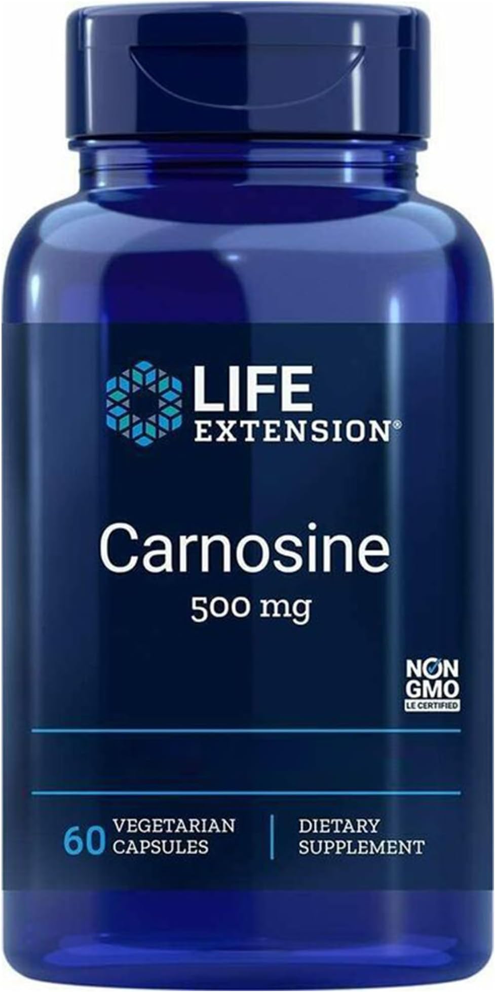 L-Carnosine, 500mg, High dose, 60 Vegan Capsules, Gluten-Free, Vegetarian, Soy-Free, Non-GMO