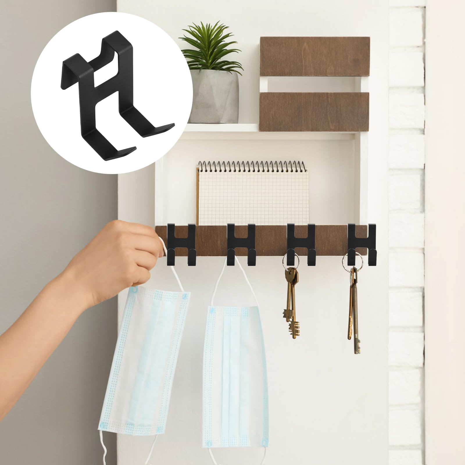 Marjoramy 4 Pack Over Door Hook,Door Back Hook Hanger,Suitable for Hanging Plant Baskets, Hook Rack is Very Suitable for Hanging Dishes,Aprons,Coats,Hats,Purses,Bags,Towels,Etc,Metal,Black - Image 4