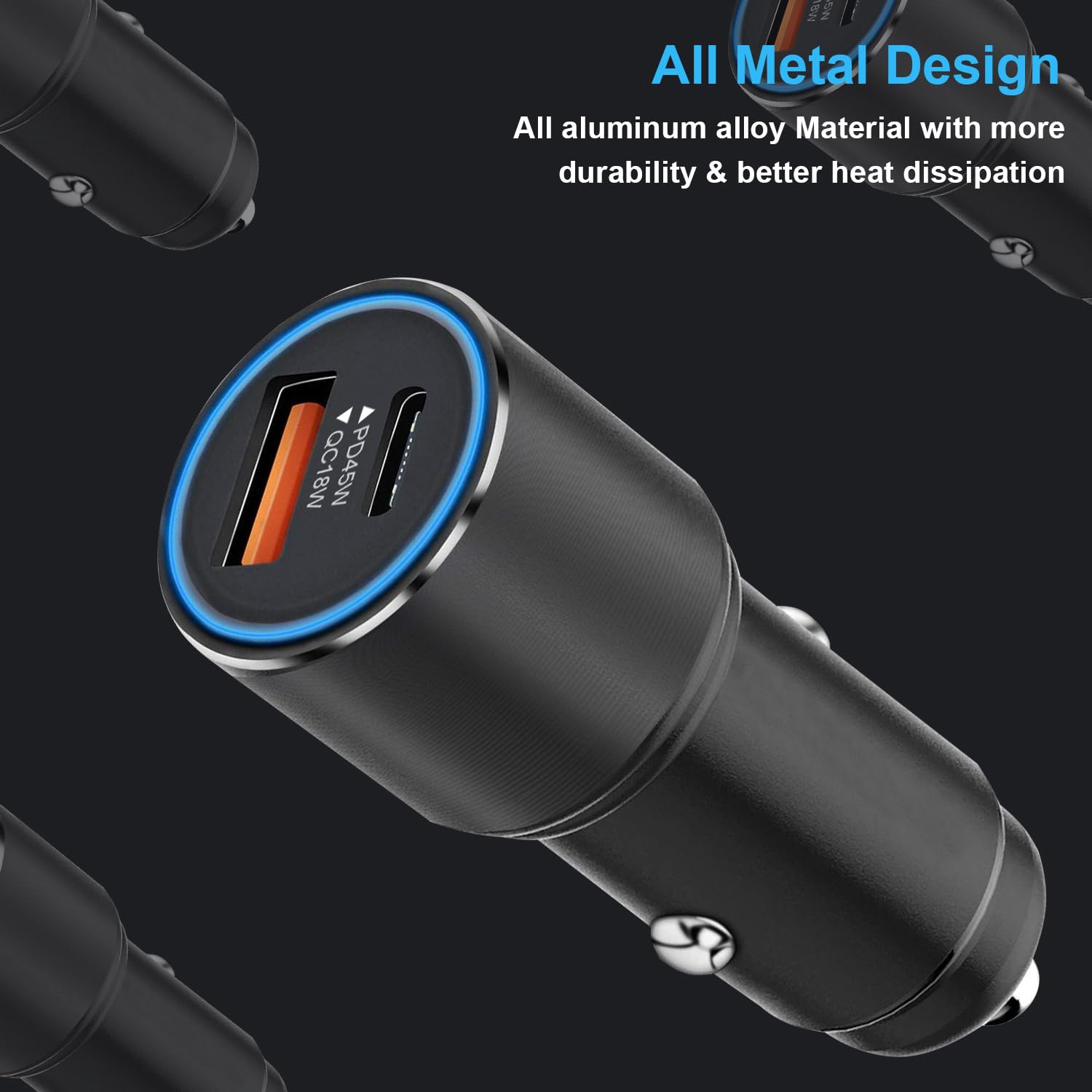 63W Super Fast Car Charger and Cable for Samsung Galaxy S25/S25 Plus/S25 Ultra/S24 FE/S23 S22 S24 /S21 S20,A54 5G/A55 5G/A15 A25,Z Fold 4 5/Z FILP,USB C 45W+USB A 18W Adapter Phone Cigarette Lighter