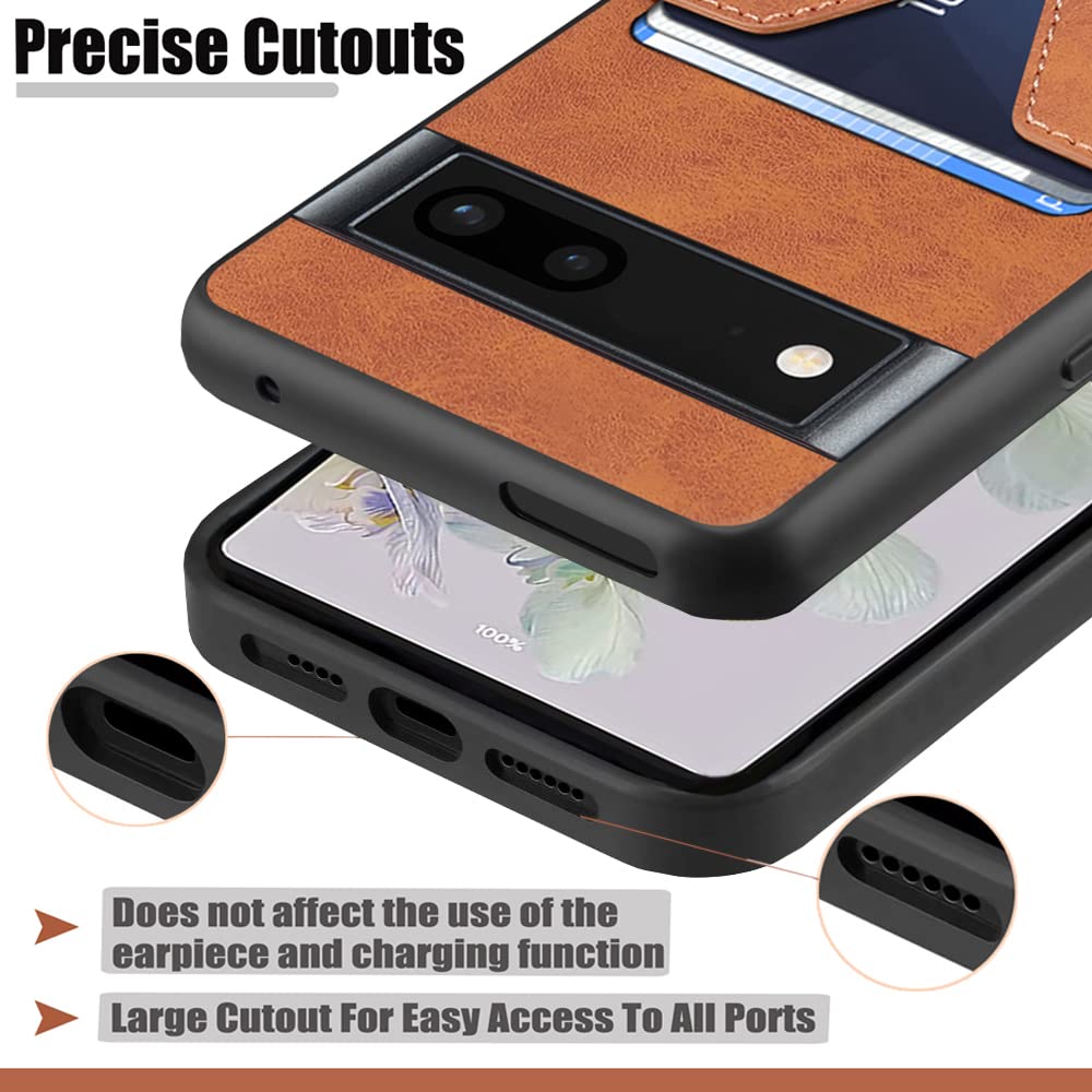 Custodia Portafoglio In Pelle PU Per Google Pixel 7 – Sottile Con Slot Carte, Marrone, Ricarica Wireless
