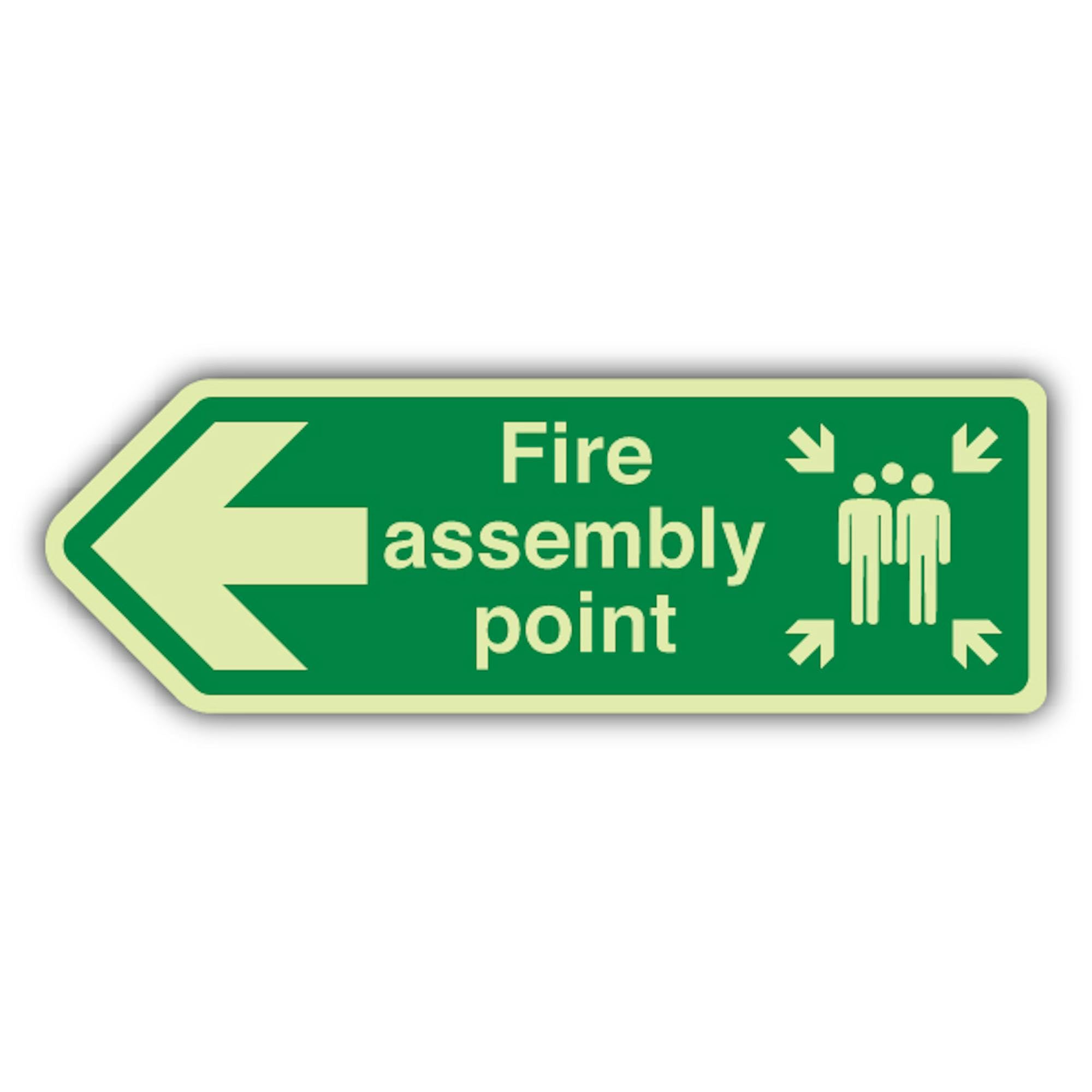 V Safety - Señal de flecha izquierda que brilla en la oscuridad, 750 x 250 mm, vinilo autoadhesivo de triple brillo, señalización de seguridad contra incendios, fabricado en Gran Bretaña