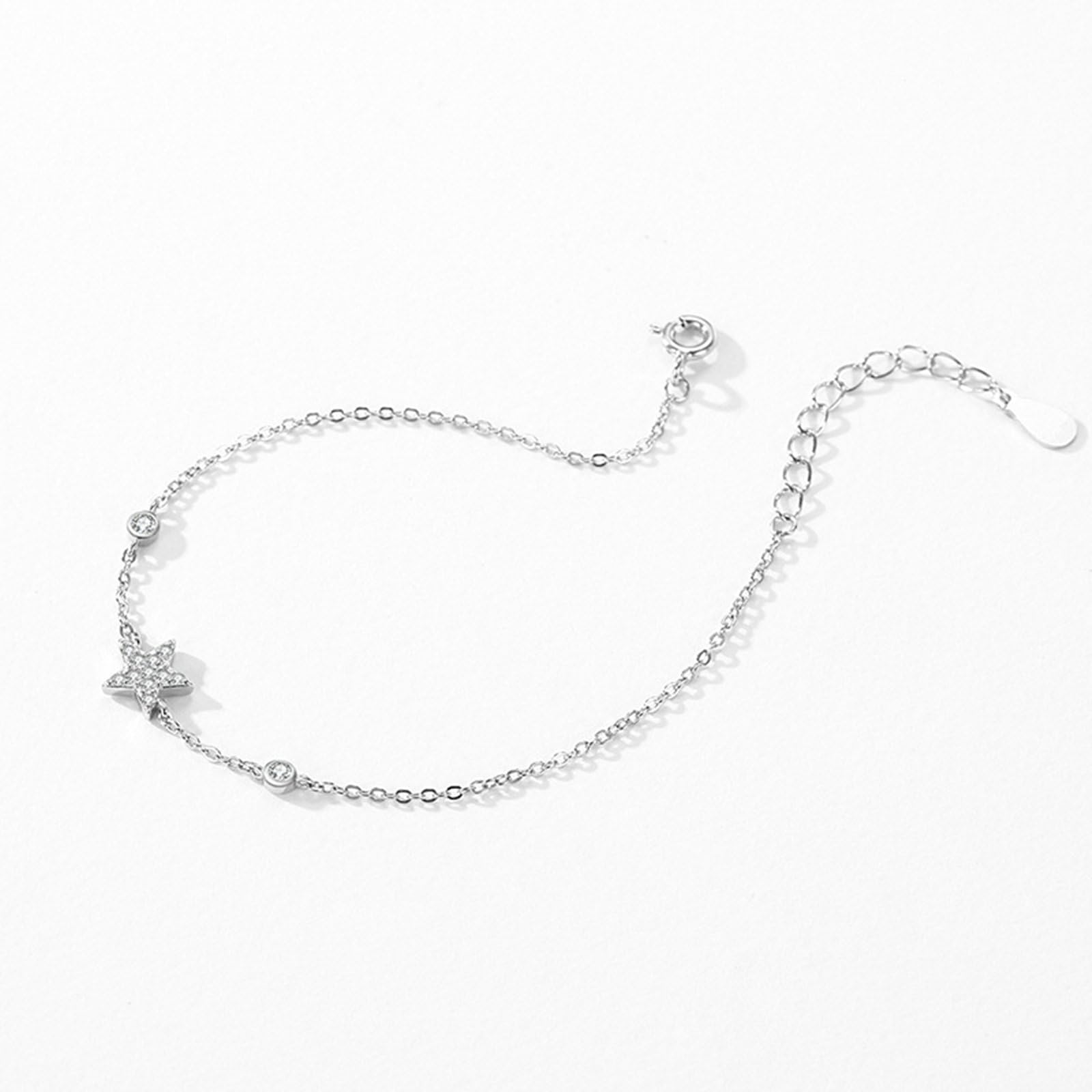 Pulsera de estrella para mujer, pulseras de estrella de diamantes para mujer, oro blanco de 9 quilates, 14 quilates y 18 quilates