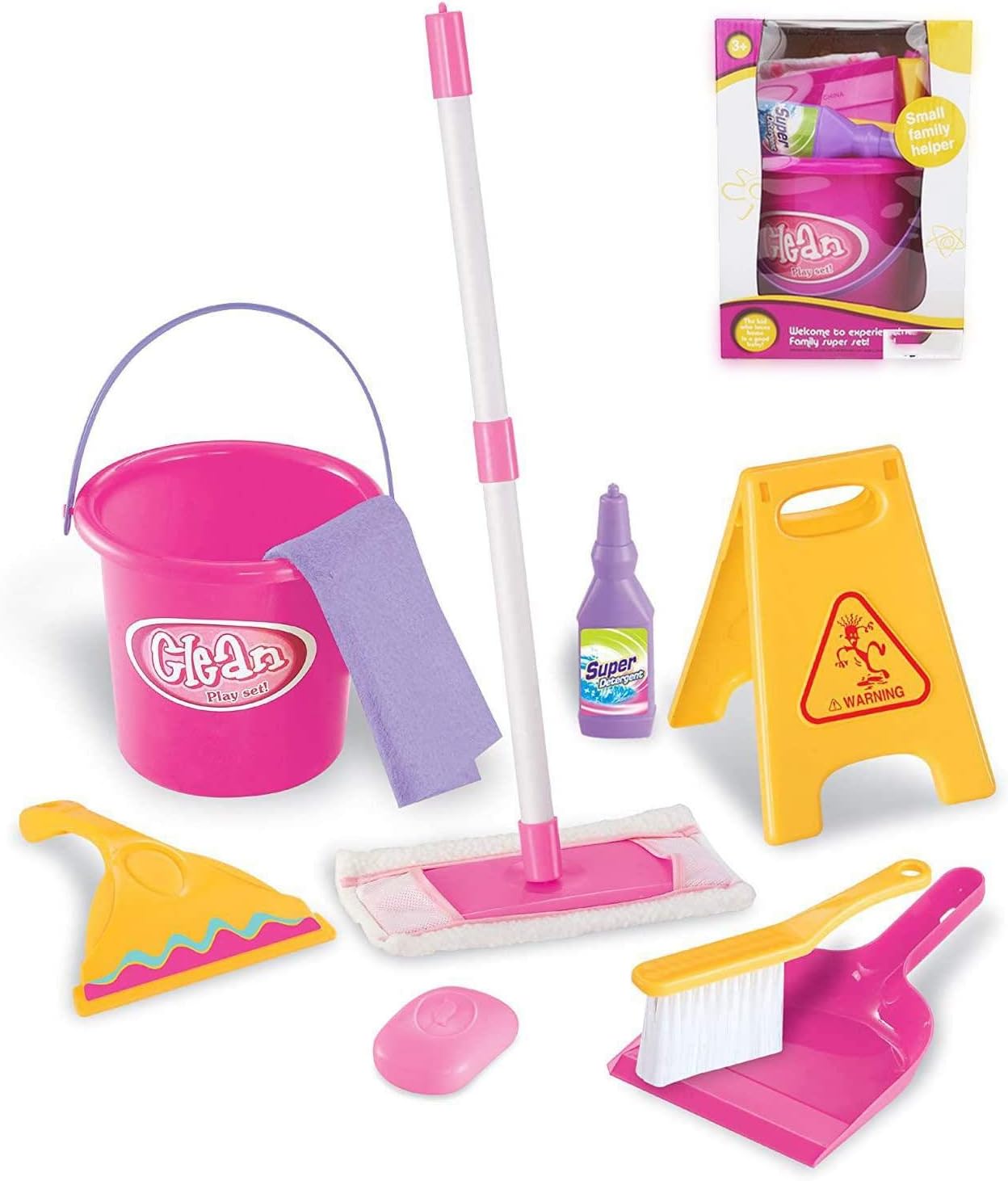 Coolbitz Koolbitz Kids Children Cleaning Toy Set Mop, Dust Pan, Brush, Bucket, Caution Sign Accessories