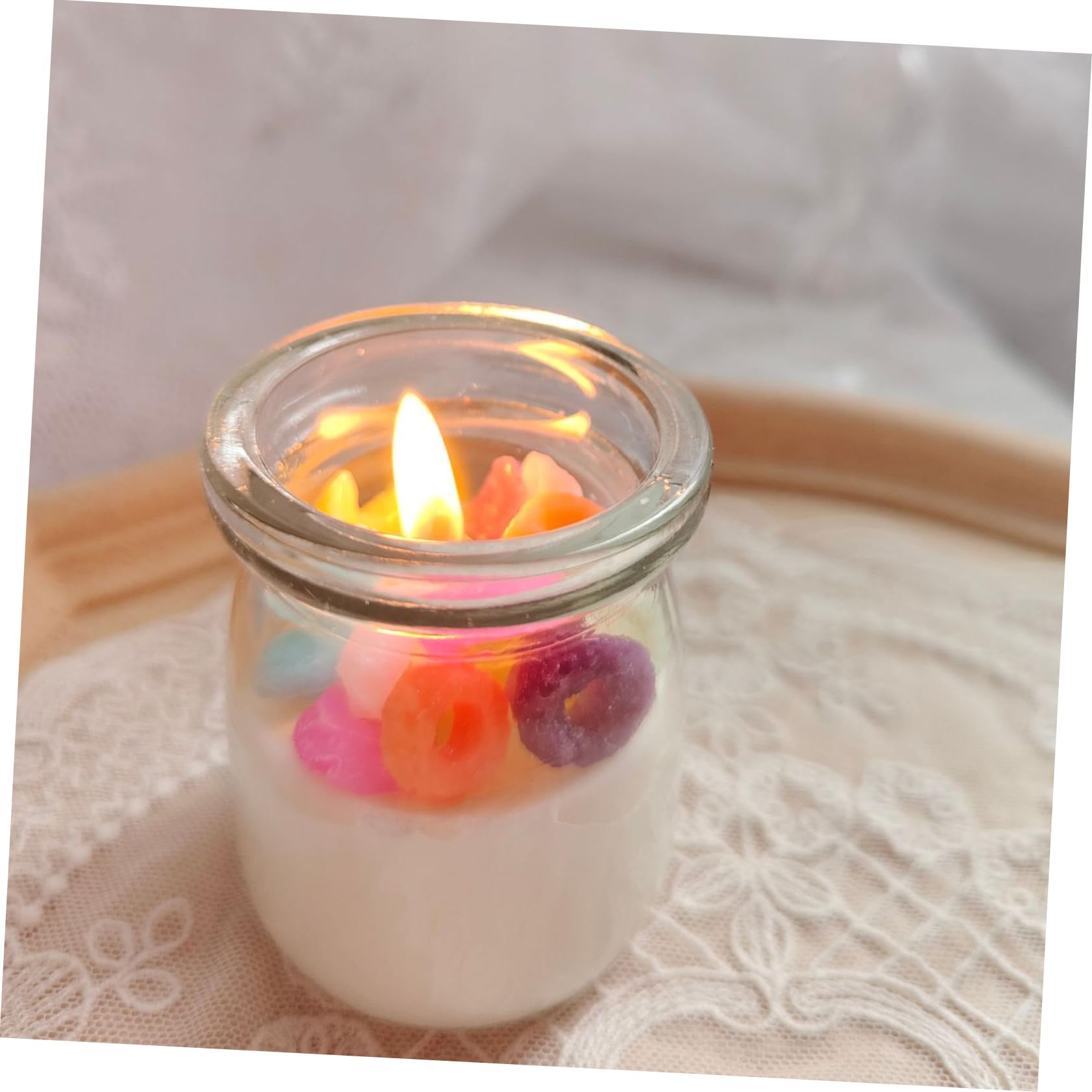 Healeved 2St Kerzenbecher Flora Duftkerze Puddinggläser mit Deckel Kerzenwachs Duftkerzen Teelicht oolong tee oolong-tee ecensse für zu Hause schmücken Glas Colorful