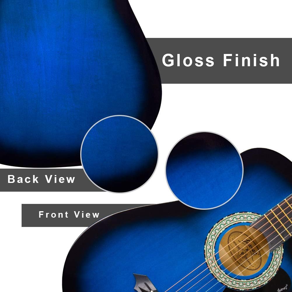 JUAREZ 38 Inches Lindenwood Acoustic Guitar With Dual Action Truss Rod, Bag, Picks, Allen Key, Extra String Set, TBLS Blue Sunburst