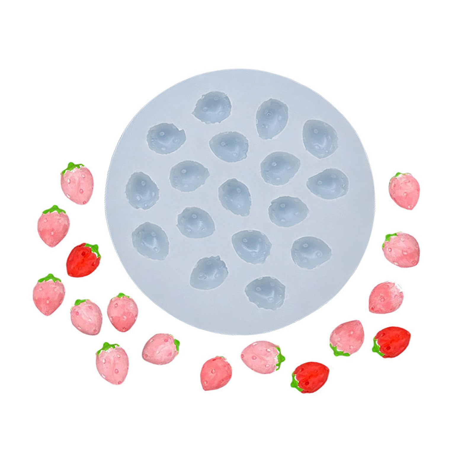 PANGBOER Silicone Strawberry Shaped Baking Molds with 17 Holes for Dessert and Pastries Mousses Cake Nonstick Cake Pan
