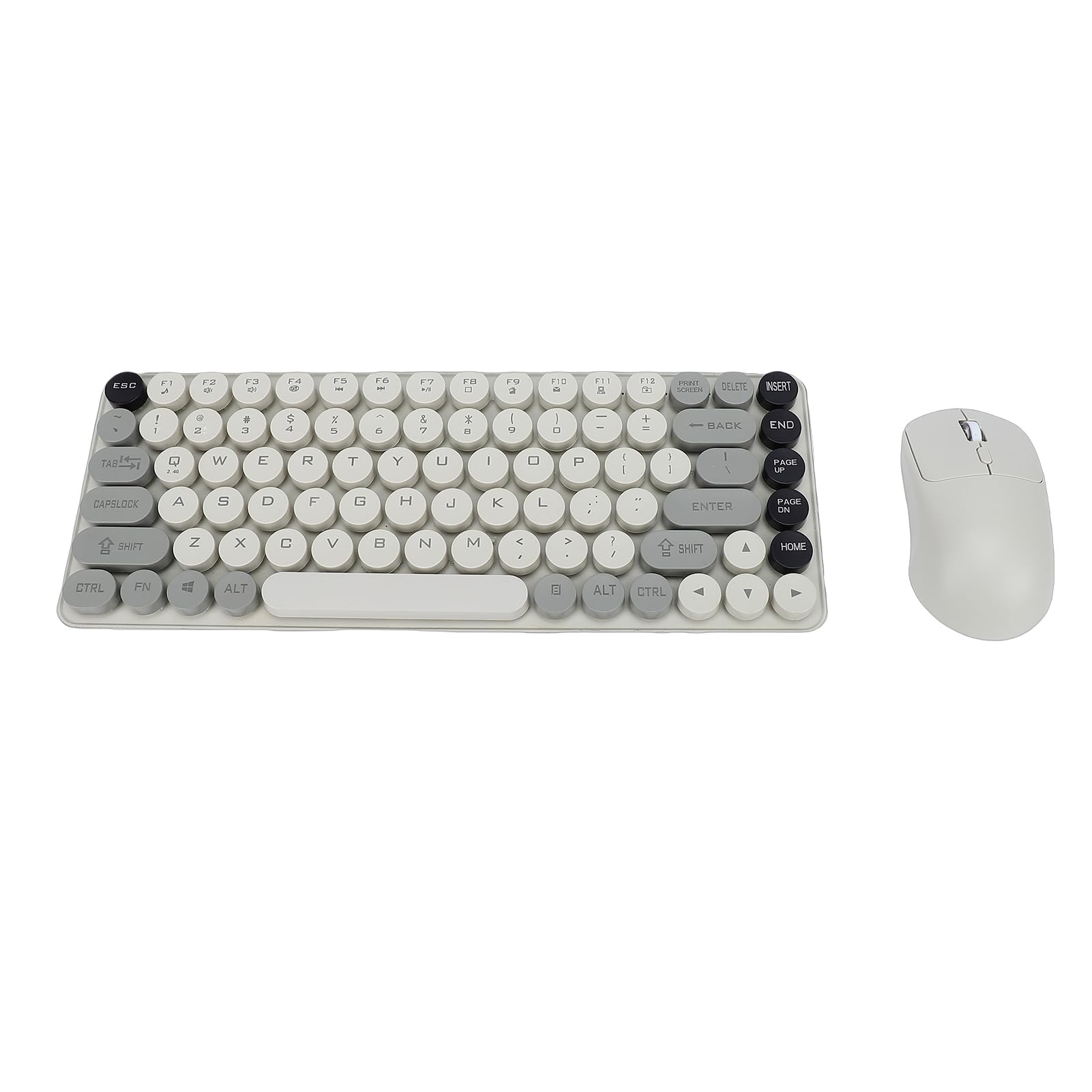 Combo de Teclado y Mouse Inalámbricos, 85 Teclas | Teclado y Ratón para Ordenador Portátil, Teclas Redondas Desmontables con Inclinación de 9 Grados, Modo Dual, Bluetooth 2,4G