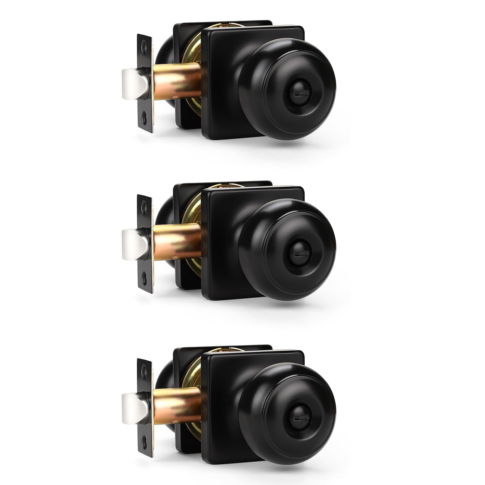 Modern Matte Black Privacy Door Knobs - Keyless Lock -8