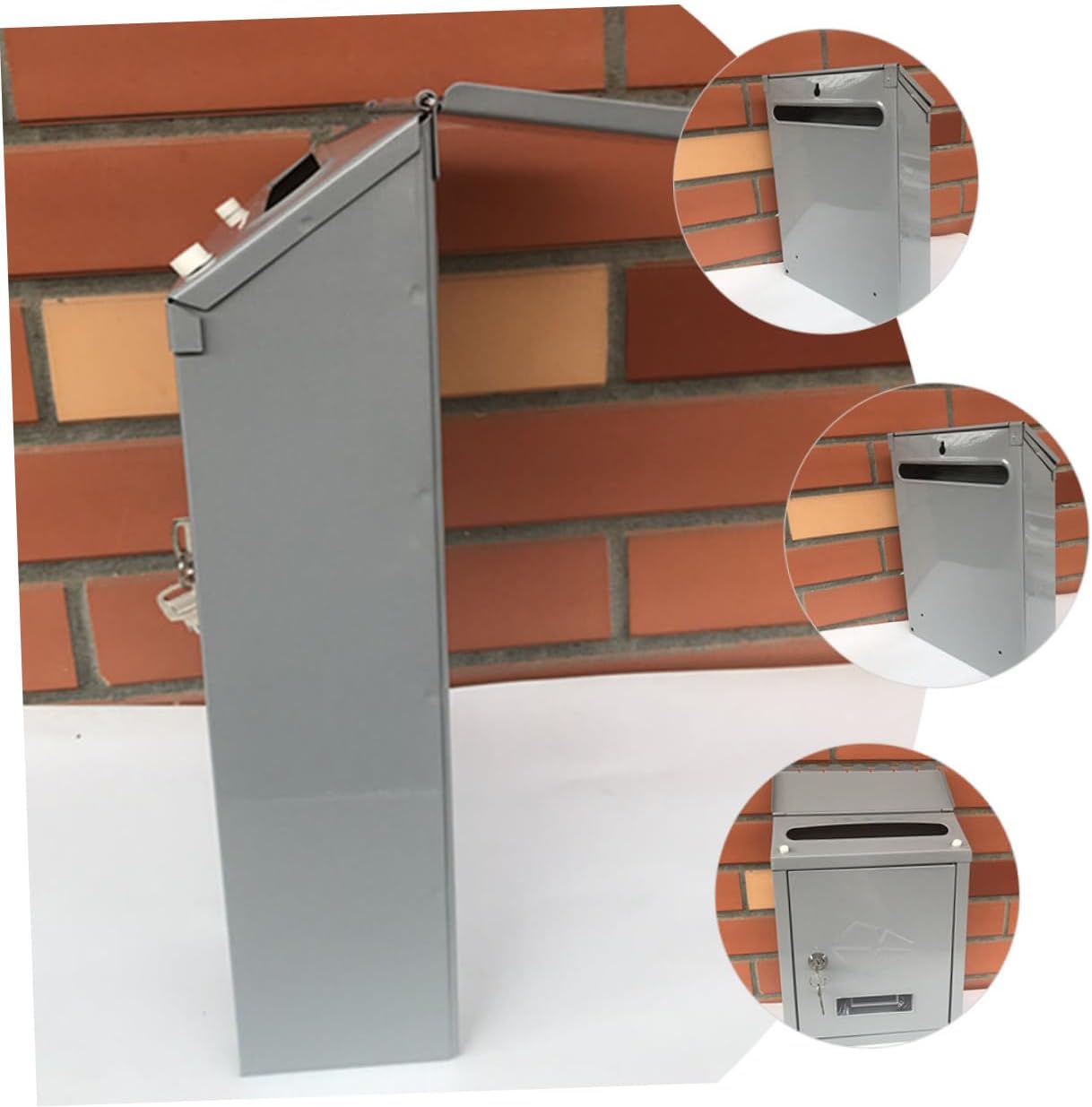 Outdoor Wall Mount Mailbox Rainproof Tinplate Design for Newspapers Letters Documents Vintage Locking Mailbox Decorative Outdoor Decor for Home Office