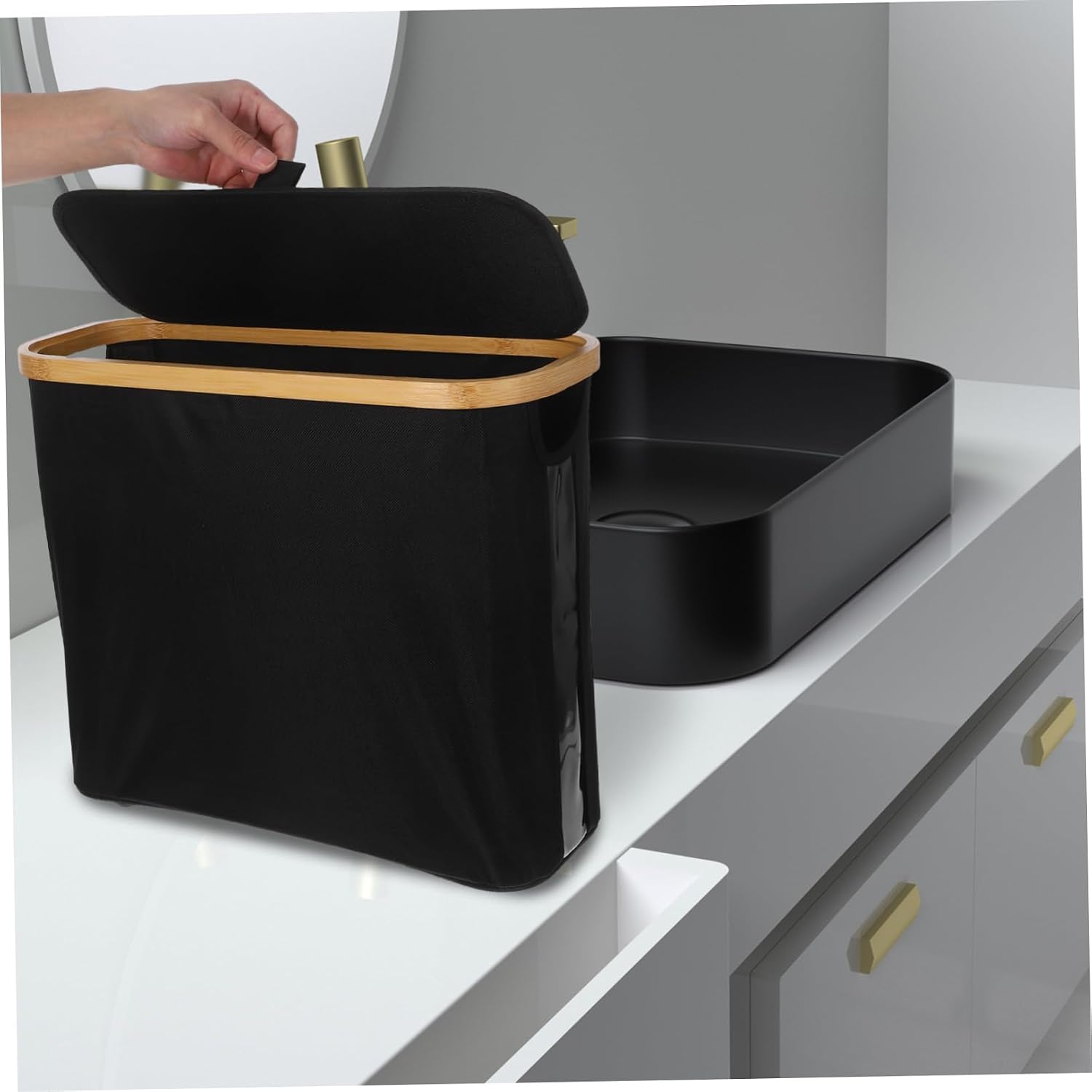 Toilet Paper Organizer Basket with Foldable Lid Transparent Tissue Storage Bin for Bathroom Kitchen and Pantry Multi Purpose