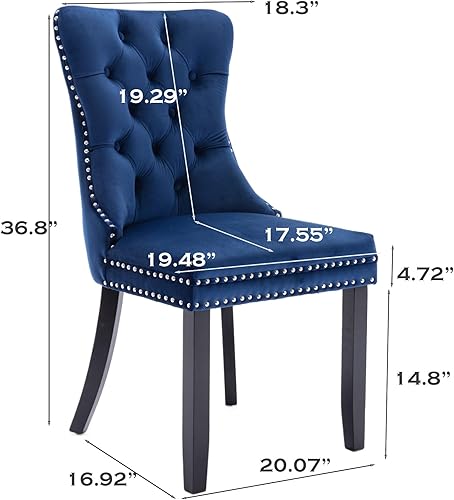 Miniatura 2 de SoarFlash Juego de 4 sillas de comedor de terciopelo, sillas laterales con respaldo alto, moderna silla auxiliar tapizada de alta gama con anillo