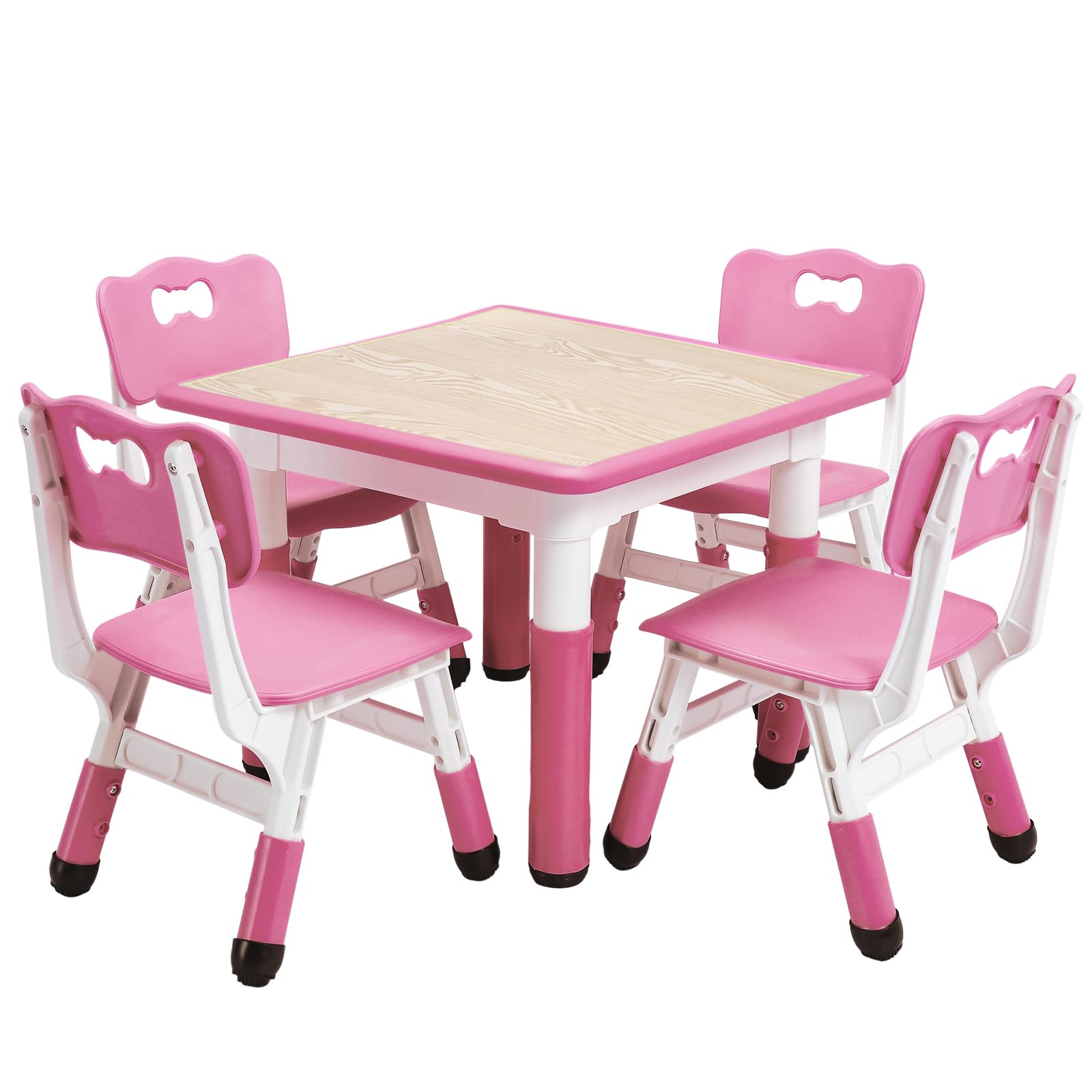 GarveeHome Kids Table and Chairs Set, Height Adjustable Desk for Ages 2-10,Arts & Crafts Table,Graffiti Desktop, Non-Slip Legs, Max 300lbs, Children Multi-Activity Table for Classrooms,Daycares,Home