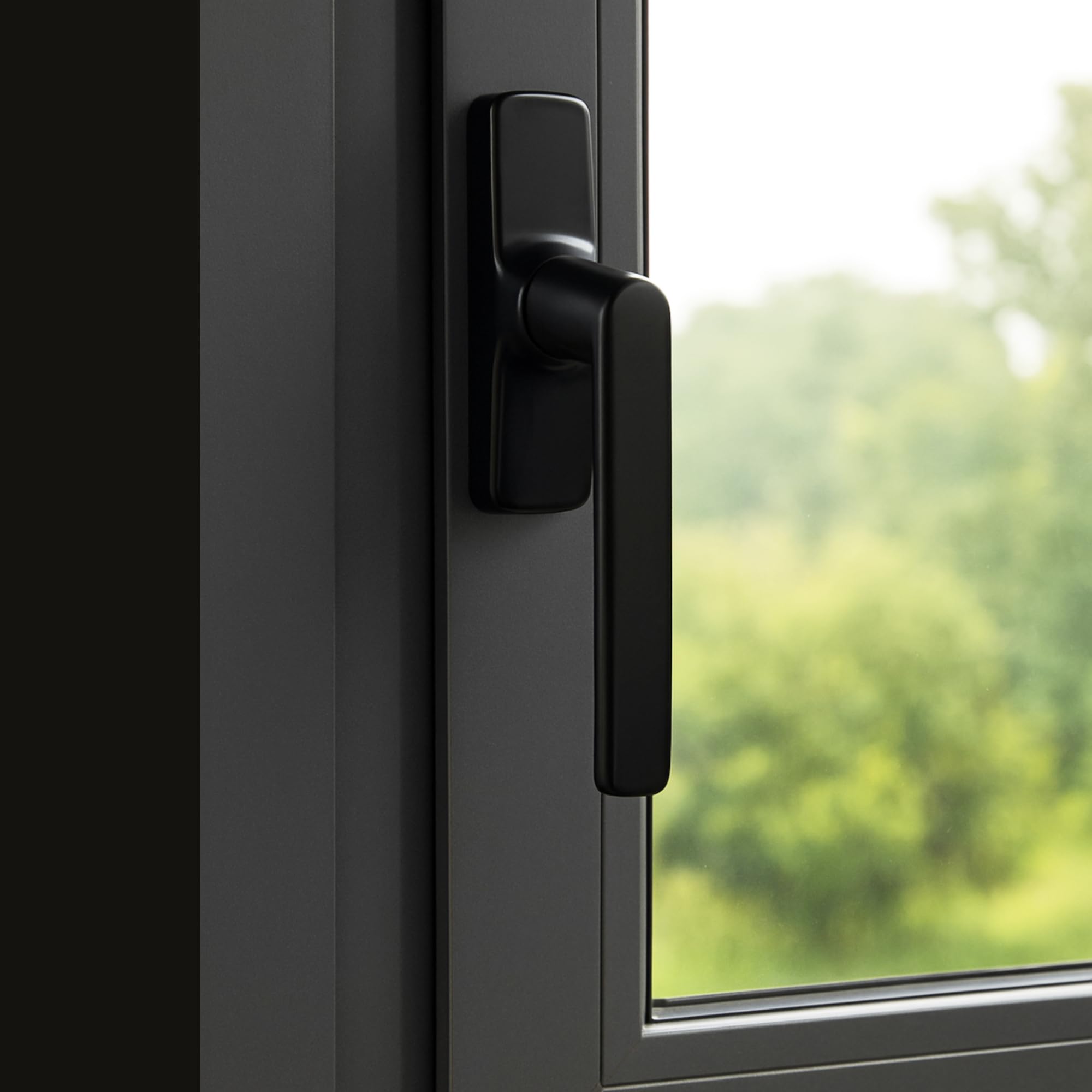 Poignée de Fenêtre Crémone en Aluminium Noir | Ouverture Intérieure Droite | Pour Fenêtre et Porte-Fenêtre Battante à Gorge Européenne | Crémone série européenne | Design Moderne