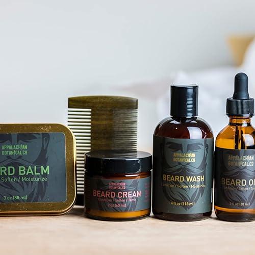 Miniatura 2 de Appalachian Botanical Co Paquete de cuidado de la barba de 4 pasos 1 jabón de barba de 4 onzas, 1 crema para barba de 2 onzas, 1 aceite dorado para