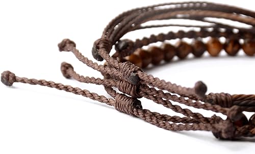 Miniatura 19 de Handmade Natural Stone Beaded Healing Bracelet Gift for Men Adjustable Rope String Bracelet