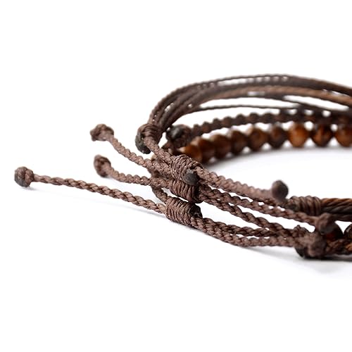 Miniatura 352 de Handmade Natural Stone Beaded Healing Bracelet Gift for Men Adjustable Rope String Bracelet (picasso jasper, Adjustable)