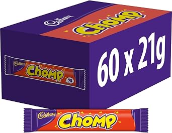 Cadbury Chomp Chocolate Bar 21g Pack of 60 Bars - Milk Chocolate With a Caramel Centre