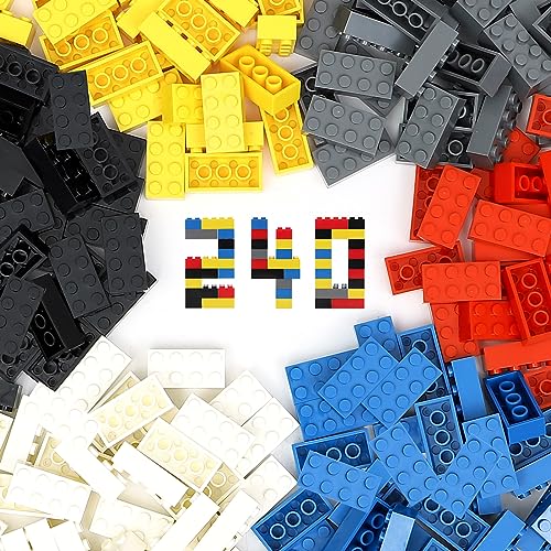 Unirolic Classic Building Bricks, 240 Piece 2x4 Building Blocks STEM Creative Building Toys, 100% Compatible with All Major Brands, Building Bricks Play Set for Kids Age 6+ (Multicolored)