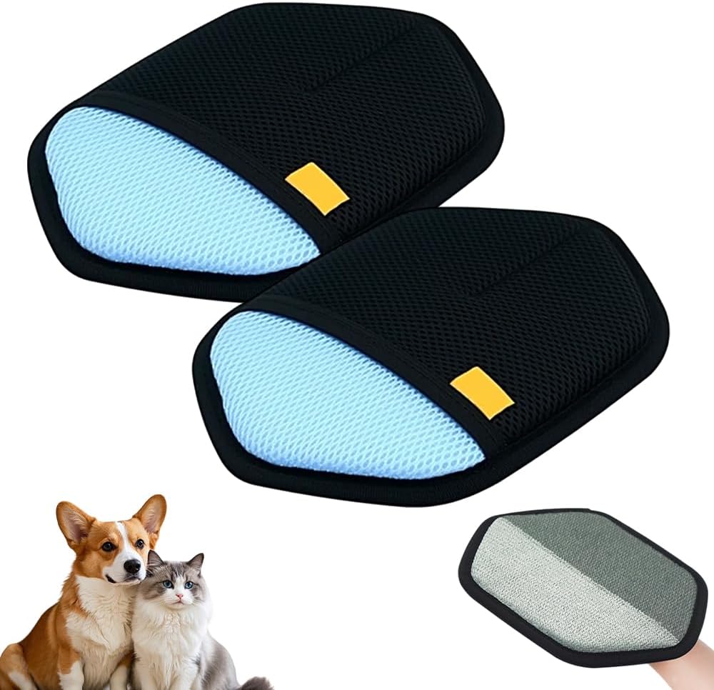 2 Pack Pet Hair Removal Glove for Cats & Dogs, 2026 Upgrade Pet Hair Remover Electrostatic Gloves Pet Hair Remover Glove for Couch, Furniture, Carpet, Curtain (Blue)