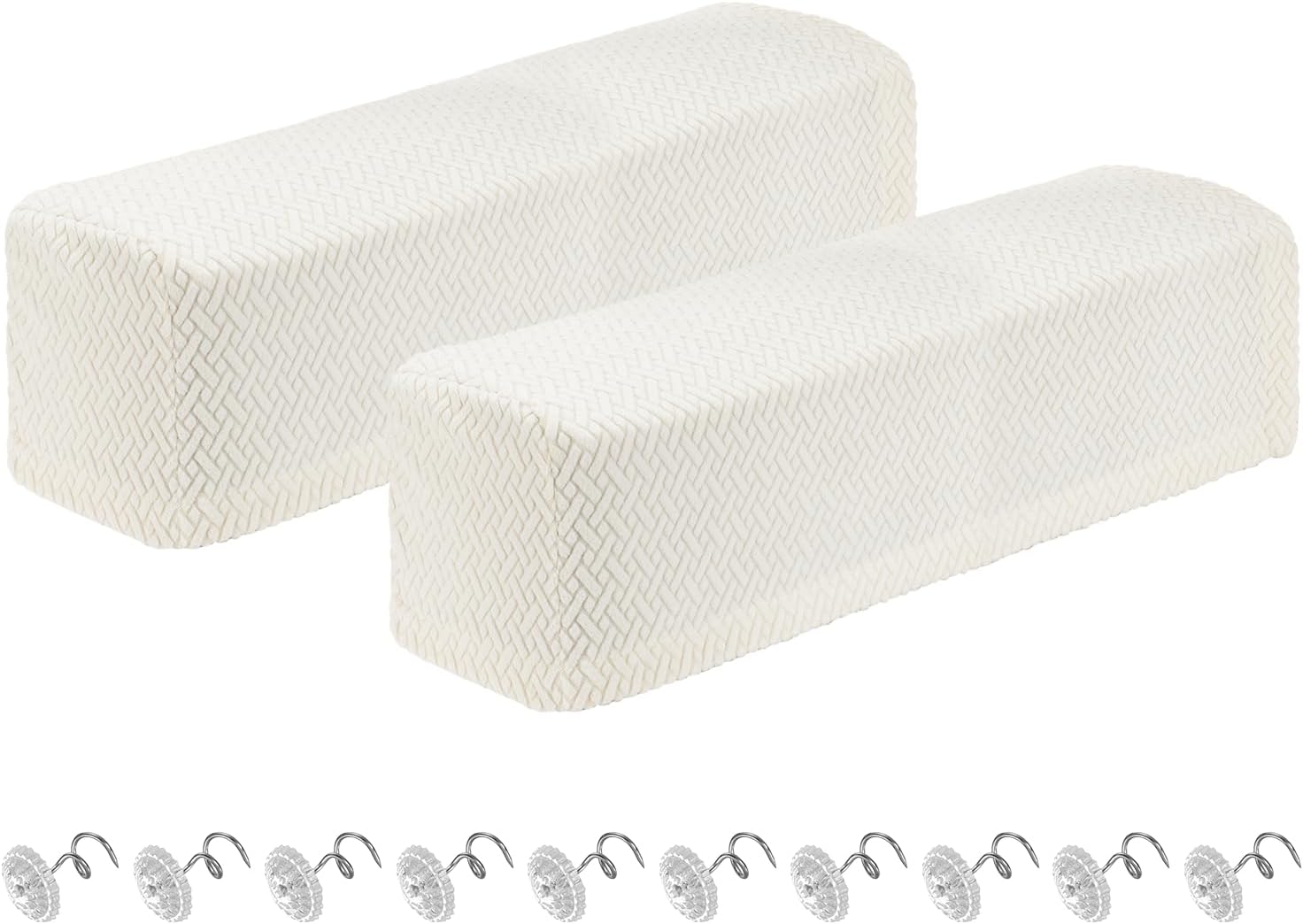 uxcell 2Pcs Couch Arm Covers, Stretch Sofa Armrest Cover with Twist Pins Scratch-Resistant Sofa Arm Protectors for Chairs Sofas Couch Armchair (27.5"- 29.5" Length, Cream)