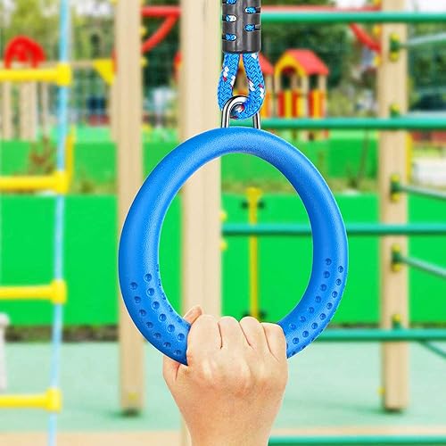 Miniatura 8 de Dolibest Juego de 2 anillos de gimnasia Ninja Line, anillo de mono, juego de accesorios de línea ninja para patio trasero, anillos de barra