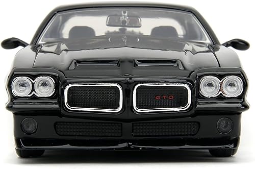 Miniatura 6 de 1971 Pontiac GTO Negro con Gráficos de Llama Bigtime Muscle Series 124 Modelo de coche fundido a presión por Jada 35022