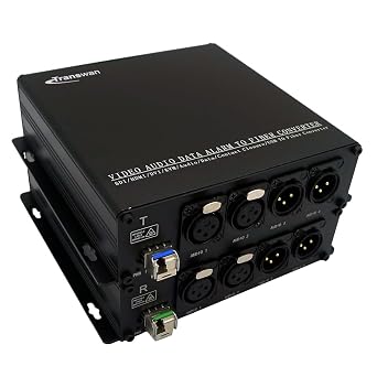 2 Ch Bi-Directional2 Way Balanced XLR Audio Over Fiber Extender to 20 Km 1 core SMF or 500 Meters MMF, XLR Audio to Fiber Converter, Supports 16-bit Digitally Encoded Audio